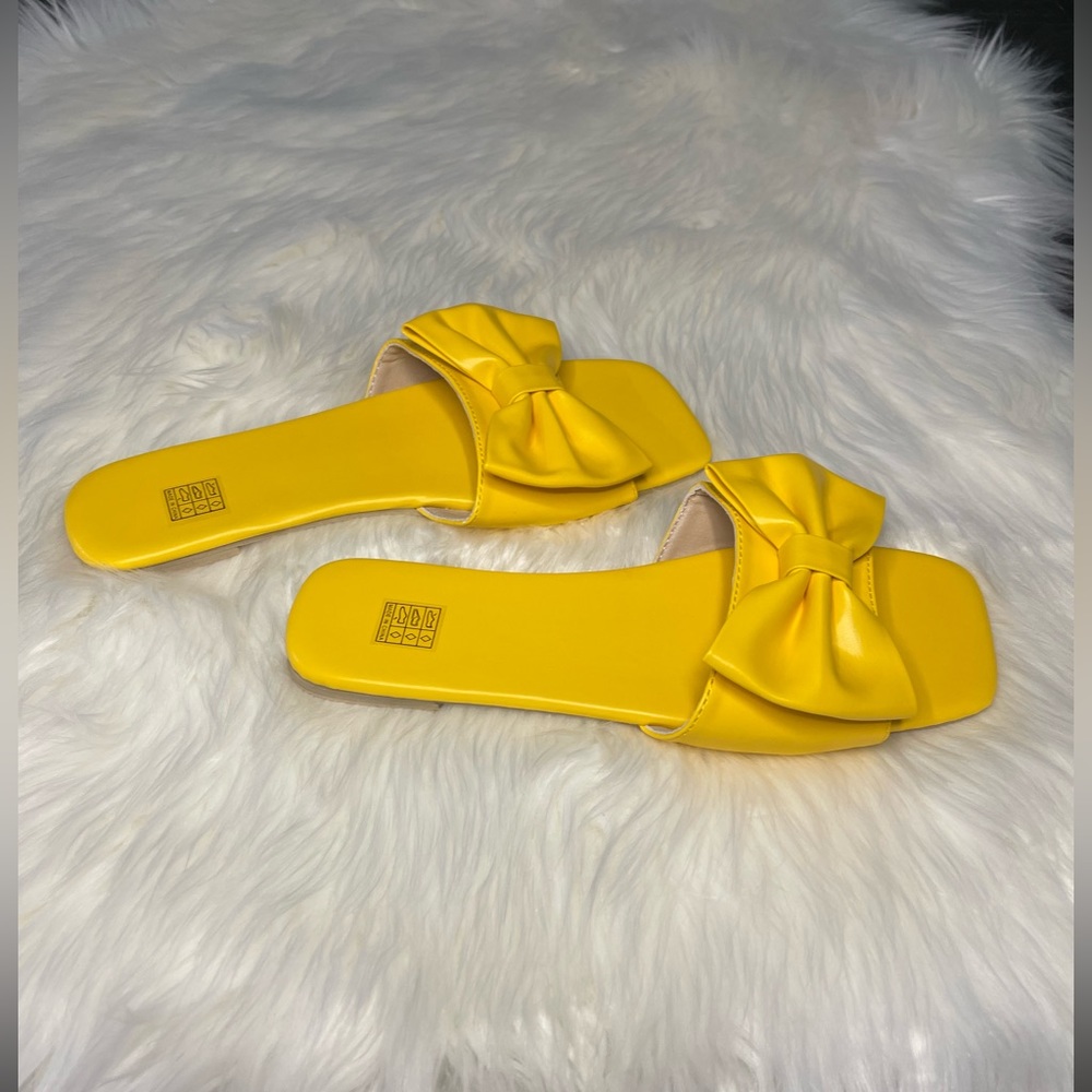 New Yellow Bow Know Sandals Flats EUR 40 Sz 9.5 US Spring Summer Easter Gift - Picture 7 of 7
